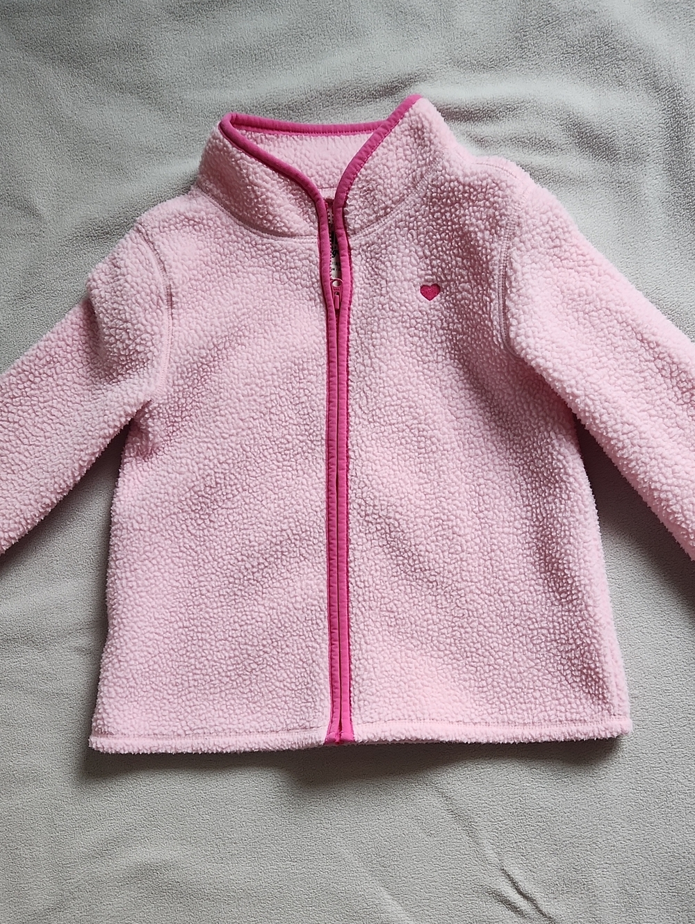 OshKosh B'gosh Light Pink Sherpa Zip Jacket with Heart Detail